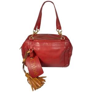 CHLOE Eden Red Leather Shoulder Bag